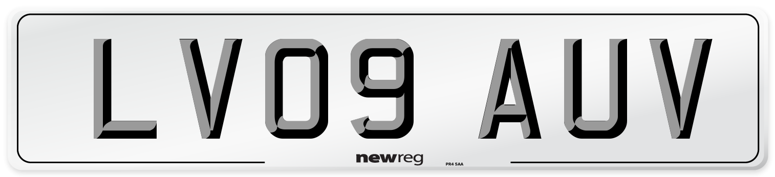LV09 AUV Number Plate from New Reg